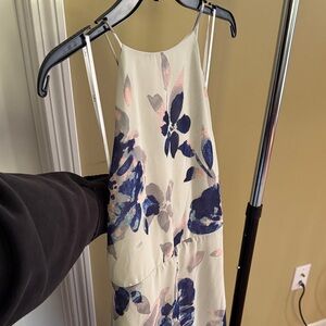 Lulu's Backless Floral Dress - Cream and Blue
